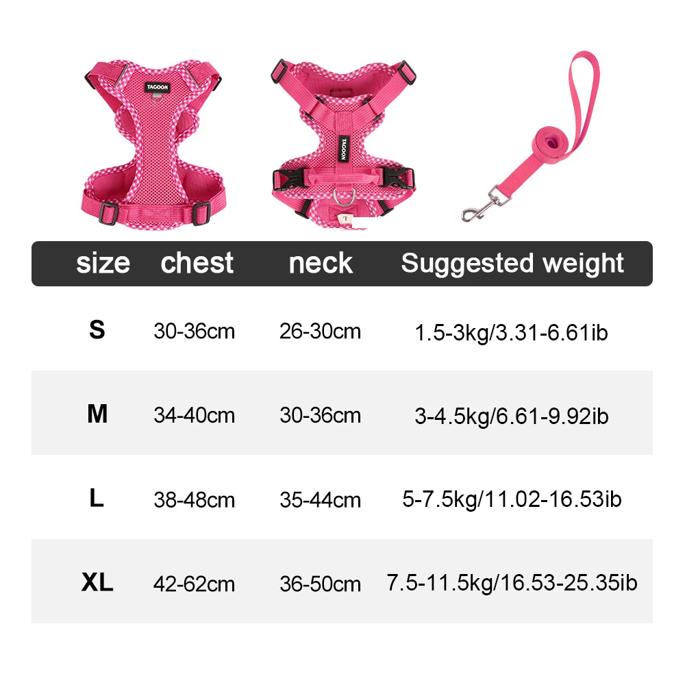 Ultra Light Soft Dog Harness And Leash Set - Breathable Skin-Friendly Mesh Vest With Fully Adjustable Straps For All Breeds_voghion.com