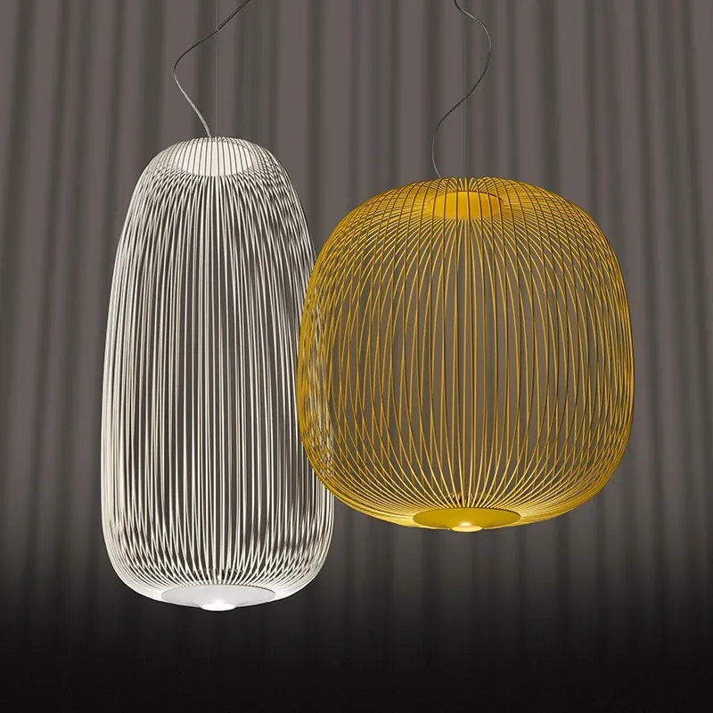 jantar italiano lustre led ferro mesh art villa pendant lights grade criativa gaiola de passaro lustres designer nordico decoracao 01