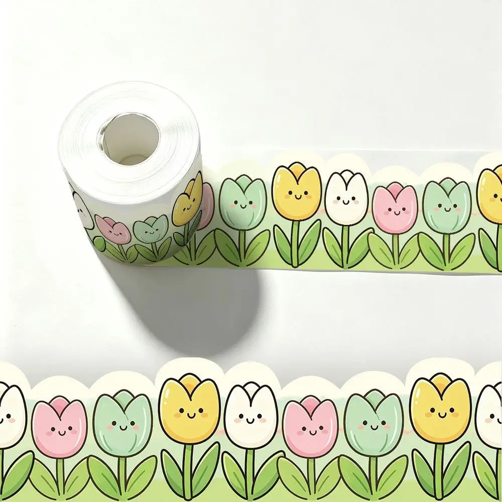 Flower Bulletin Board Border 10m/Roll Cuttable Border Trim Roll Scalloped Edge Decorative Board Border Sticker Classroom Decor