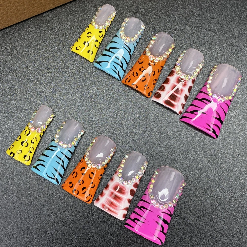 

35mm Duck Shape Durable Handmade Press On Nails Set 10PCS Luxurious Gorgeous Multicolor Exclusive 3D Artificial Nails Easy Wear