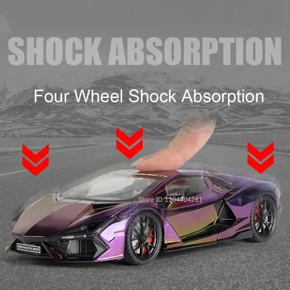 1:24 Lambor Revuelto Legierung Sportwagen Druckguss Modell Spielzeug Türen Geöffnet Sound Licht Zurückziehen Miniatur Autos Freund Urlaub Geschenk – Detail 9