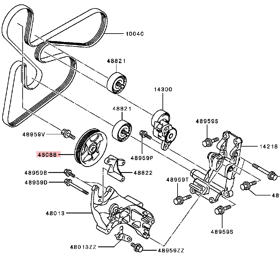 ASX GA2W 2010-2011 PULLEY, P/S Napinanie paska pompy oleju 1341A037