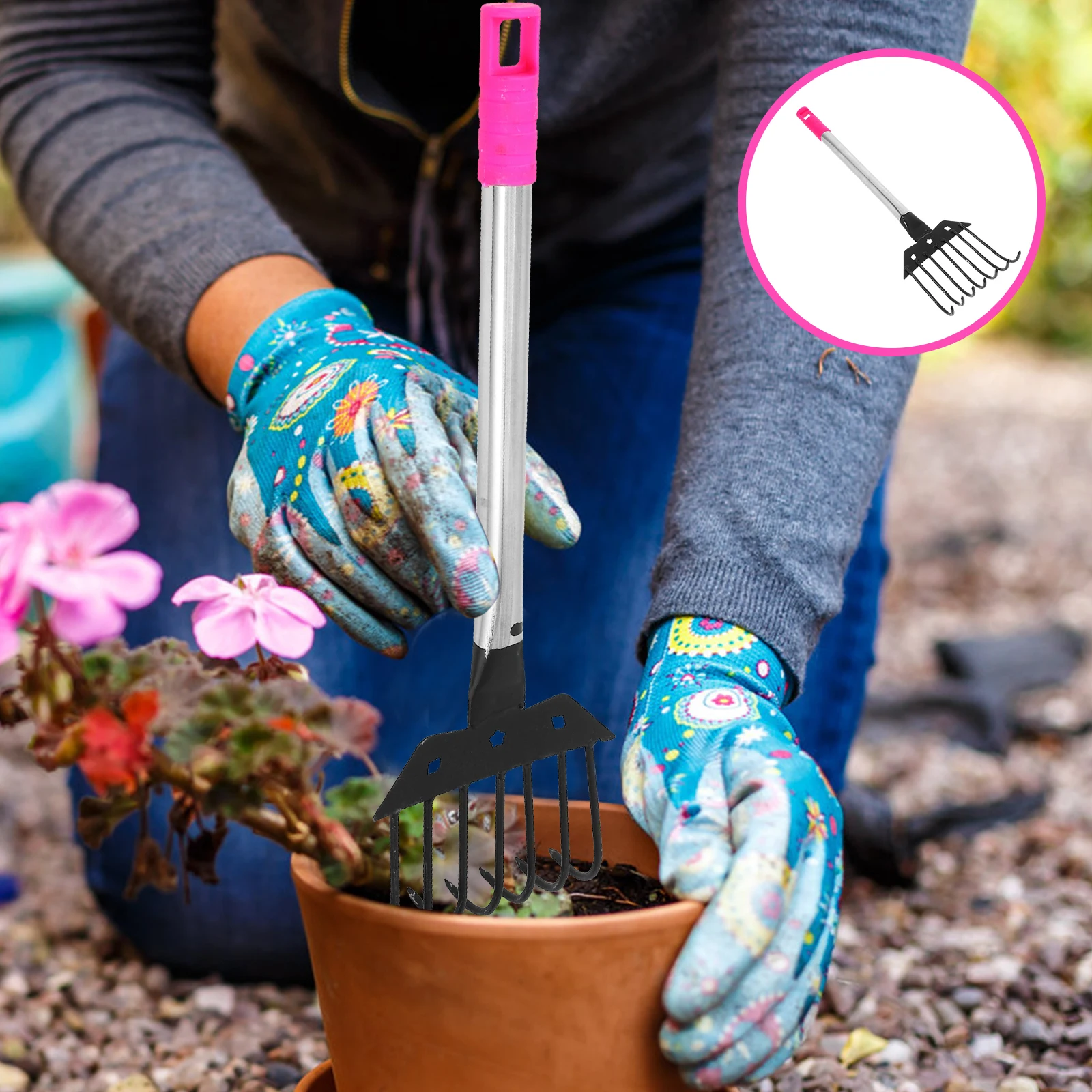 

1pc Garden Hand Cultivator Tool Soil Loosening Grass Removal Backyard Gardening Lightweight Yard Rake Small Lawn Tool Household