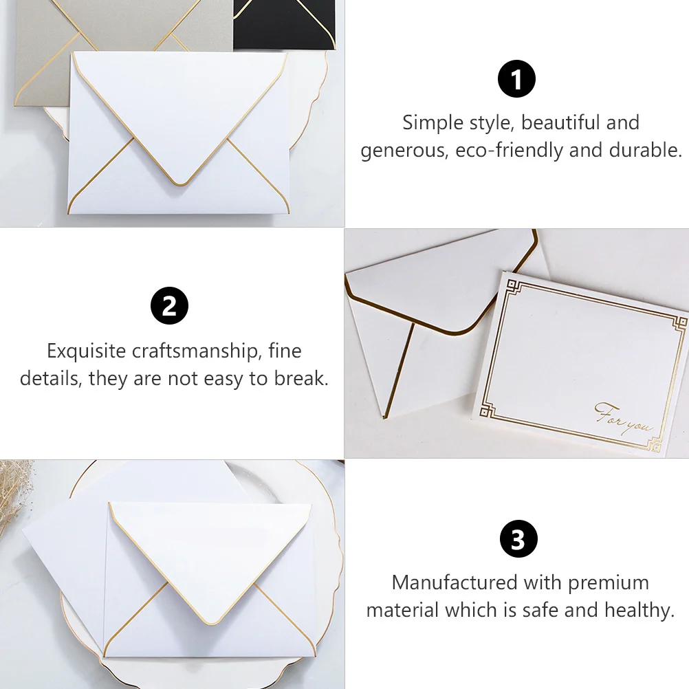 50 pcs 1 Set Blessing Cards Envelopes Premium Paper Gift Envelopes For Greeting Thank You Wedding Invitation Storage Elegant
