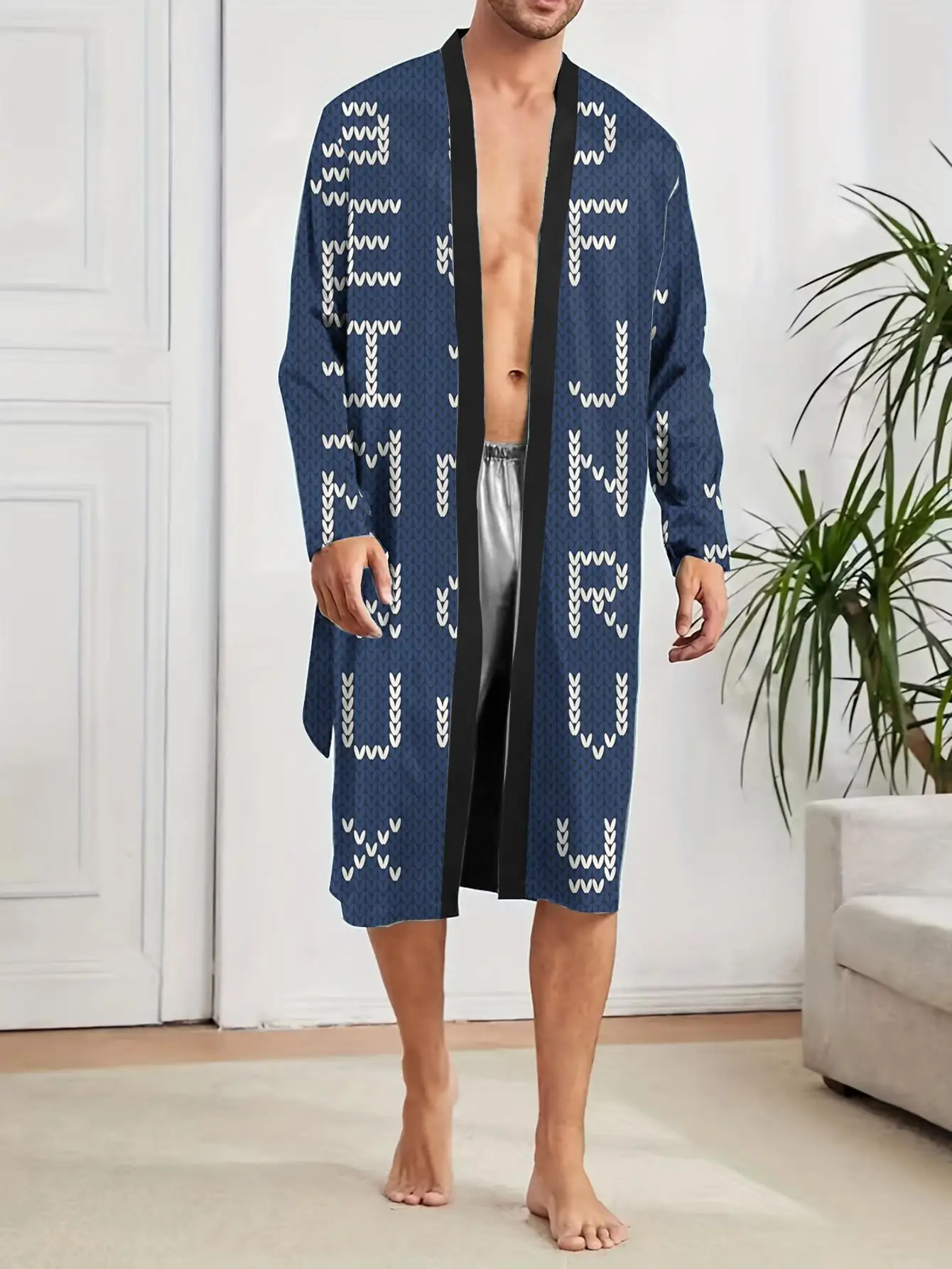 1pcs Men's Robes 2026 Spring/Summer Graphic Sleepwear sleepwear bath robe Breathable 3D Printed Funny pajamas robe
