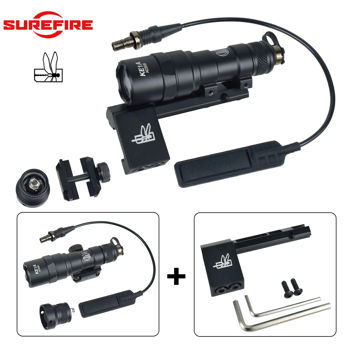 SureFire M300B M300C M600B M600C Tactical LED Scout Light with Offset Mount for Hunting Airsoft Outdoor AR15 Rifle Flashlight