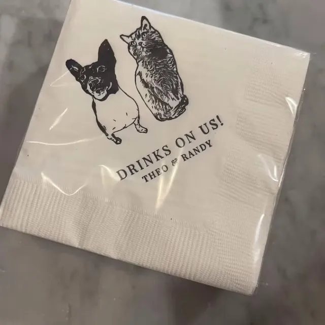 Personalized Pet Wedding Cocktail Napkins, Custom Wedding Napkins, Dog Cocktail Napkins Wedding, Cat Wedding Napkins