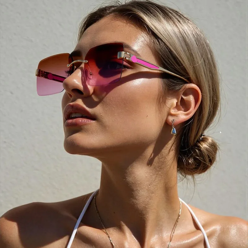 

Luxe Sunglasses Women Trendy And Fashionable Sunglasses Outdoor Rimless Glasses Vintage Oculos Dropshipping Sunglass Gafas Vasos