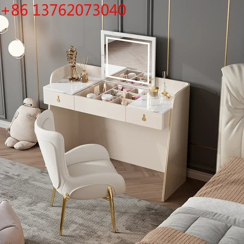 Light luxury solid wood dresser modern simple paint makeup table multi-functional bedside storage cabinet