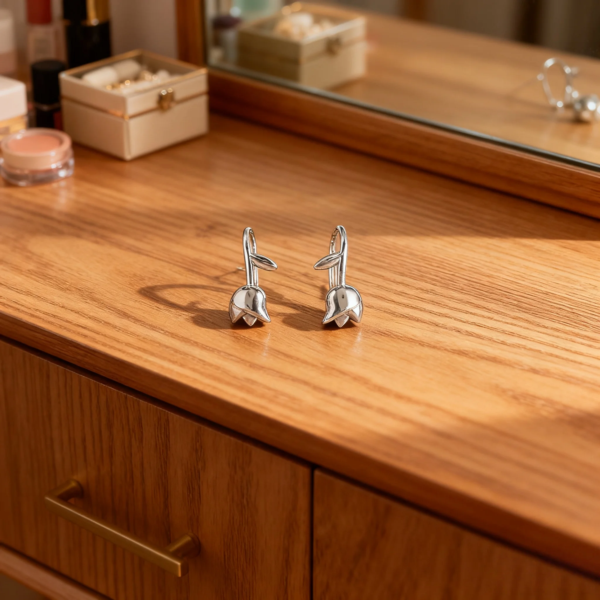 

Latest Hot Selling Trendy Silver Rose Earrings Charming Temperament Suitable Original Girls Women's Engagement Jewelry Gifts