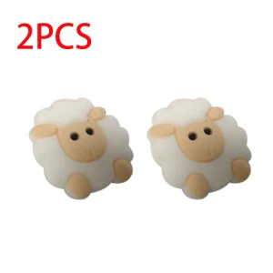 2Pcs Cute Animal Crochet Needle Stoppers Soft Silicone Highland Cow Sheep Plug for Knitting Craft Accessories