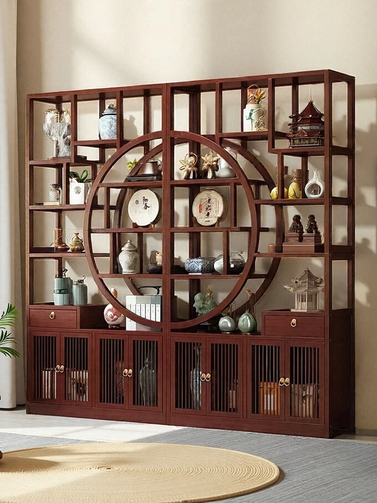 

Solid wood tea rack display stand tea room ornament Duobao Pavilion tea cabinet storage