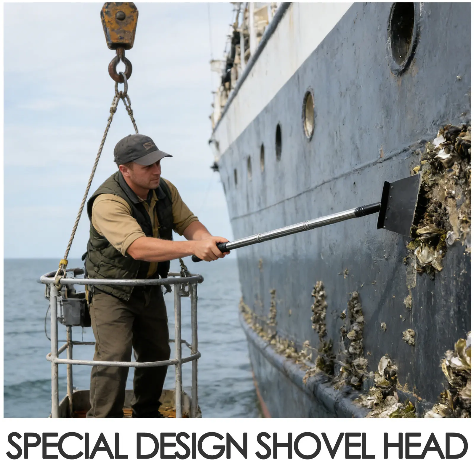 Stainless Steel Boat Bottom Scraper Heavy-Duty Floor Cleaning Shovel Marine Deck Moss Remover Garden Flat Scraper