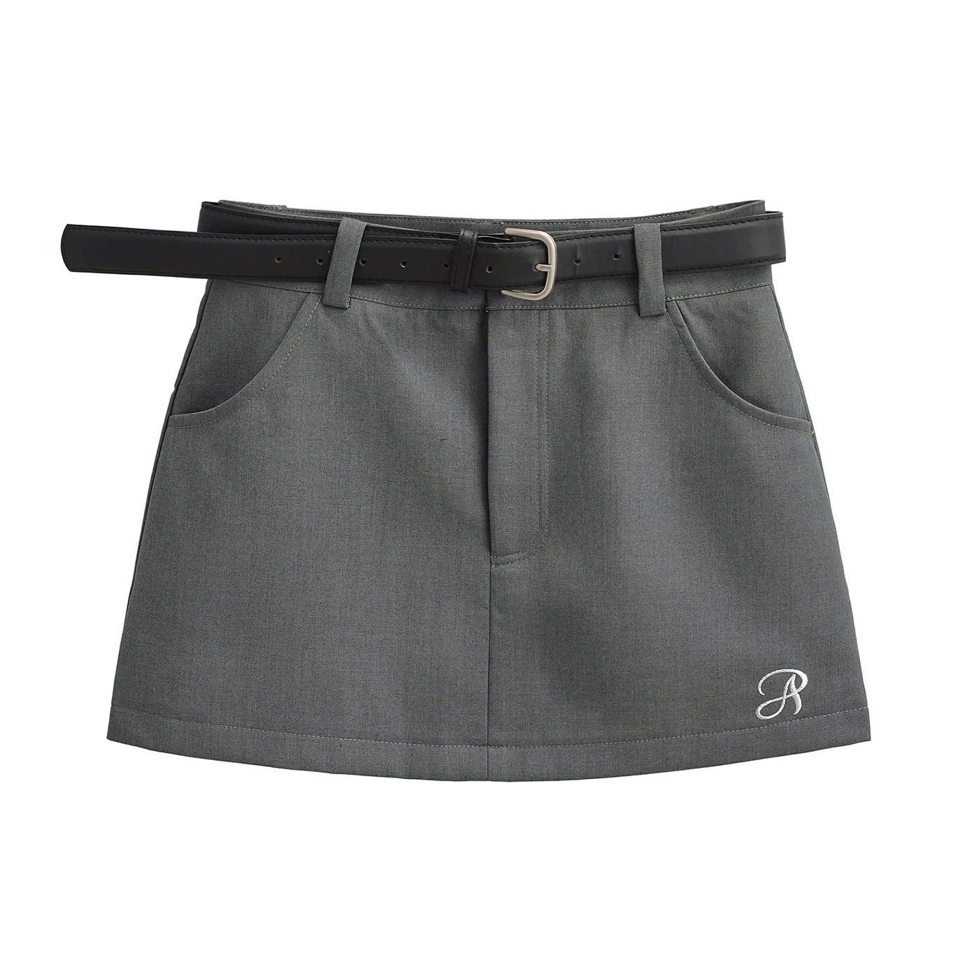 أزياء كورية نسائية صغيرة مع حزام ، تنورات بضائع كاكي ، ملابس كلاسيكية ، ملابس الشارع Y2K ، الصيف ،