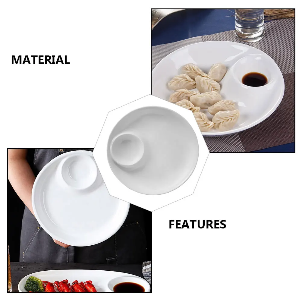 

1Pcs Premium Ceramic Food Plate Compact Light Duty Dish for Easy Storage Serving Dumplings Noodles Salads Sushi At Home Hotel