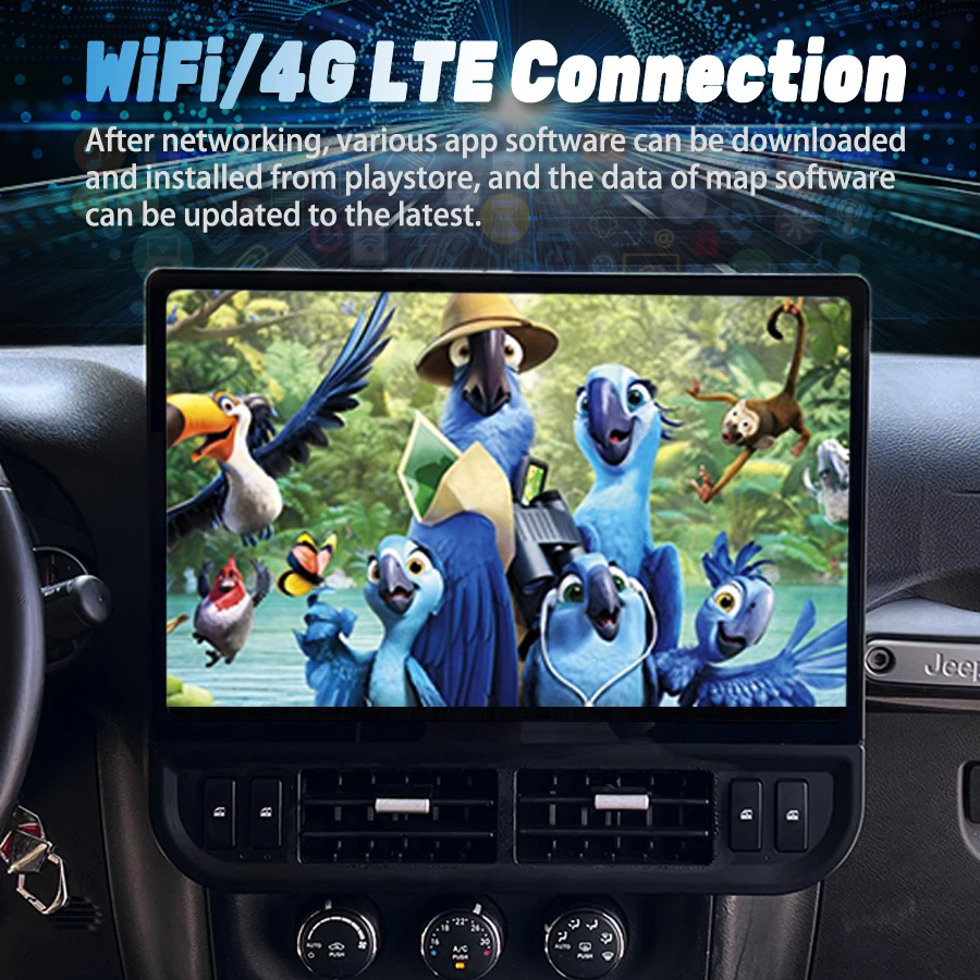 

Carplay GPS Video Player For Jeep Wrangler 2011-2017 16.8" Car Radio Touch Screen Multimedia 4G WIFI Android 13 Auto Navigation