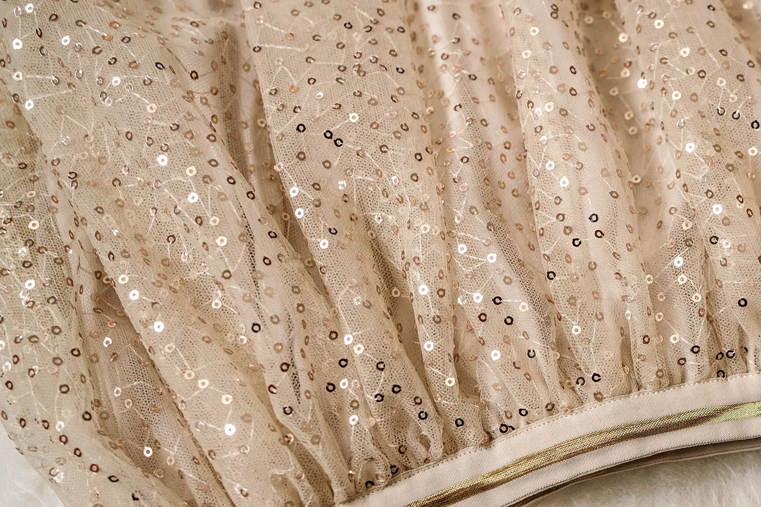 Dreamy Embroidered Skirt Heavy Work Starry  Sequins Net Long Skirt High Waist A-Line Polyester Fiber 70% Other 30%