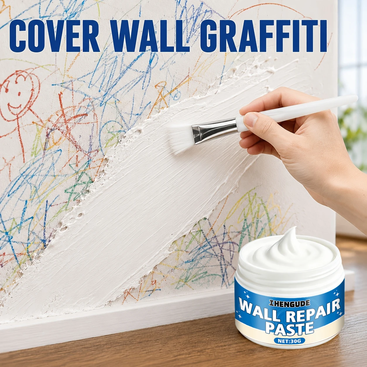 Professional Wall Repair and Color Restoration Paste, Easily Restores the Smoothness of Furniture and Walls, Is Crack-Resistant, Convenient to Apply, Effectively Repairs Various Cracks, Peeling, and Holes in Walls and Wooden Furniture, Removes Blackened Walls, Footprints, Graffiti, and Scratches, Easy to Apply, Convenient to Use