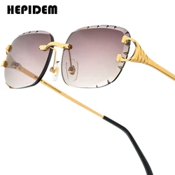 HEPIDEM Rimless Sunglasses Women Brand Design Frameless Oversize Square Luxury Sun Glasses for Men with Gradient Nylon Lens