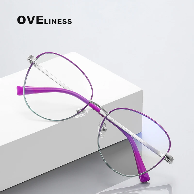 

2023 Anti Blue Light Reading Glasses for Women Anti-fatigue Style Glasses Presbyopia Fashion metal optical Eyewear + 100 + 400