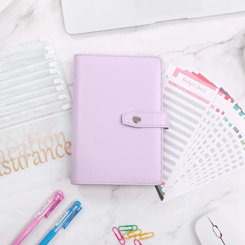 2X مجلد ميزانية مع مظاريف بسحاب، لوضع الميزانية، منظم الأموال للنقود، ورقة الميزانية لأظرف المال B