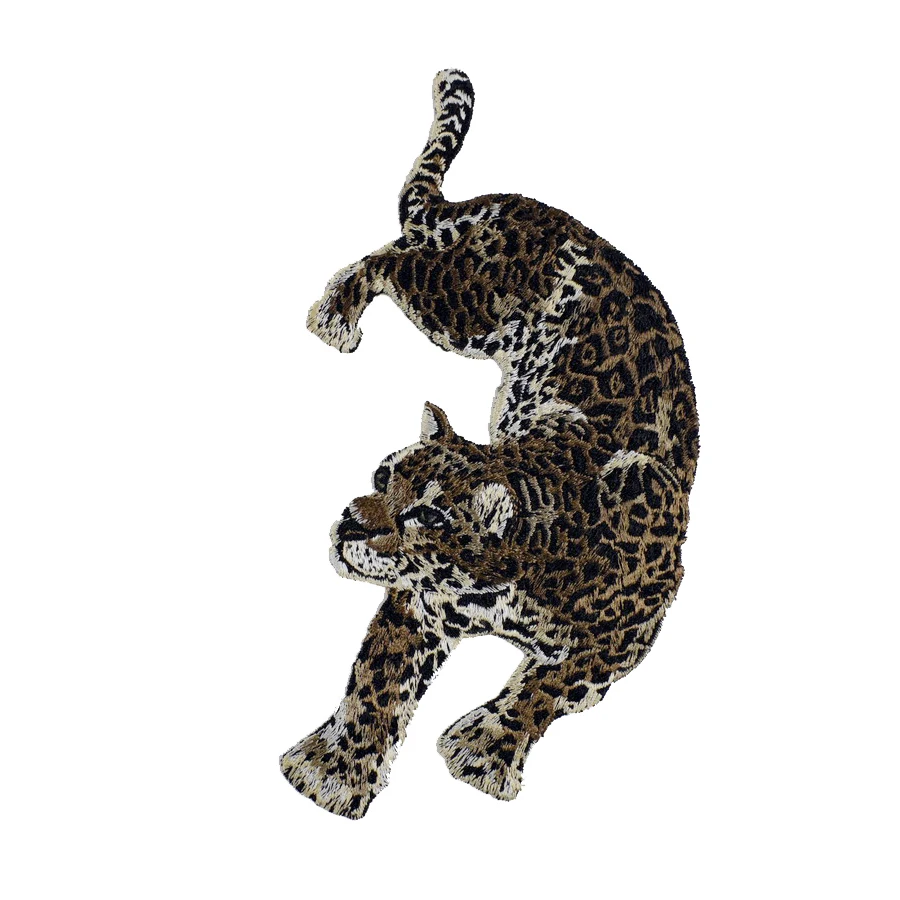 1 Pair Of Leopard Print Fabric Patches Embroidered For Sewing Clothes Shirts Clothing Accessories Patches
