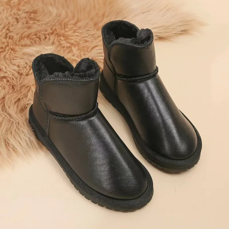 

Winter Snow Boots for Women Waterproof Leather Shoes Winter Fur Cotton Shoes Thick Plush Ladies Ankel Boots Botines Para Mujeres