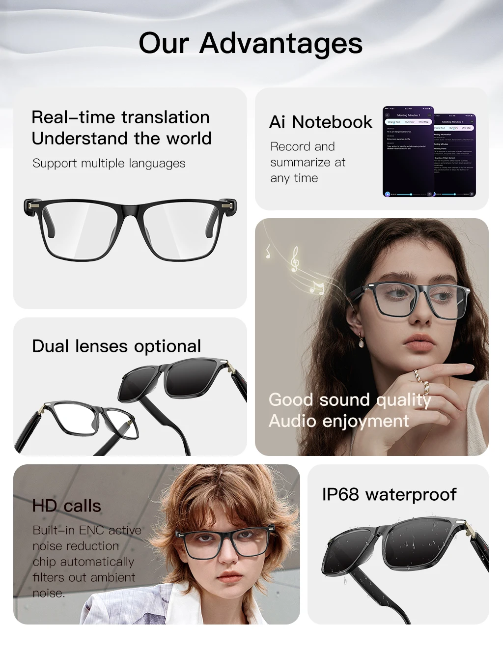 Smart AI Photochromic Sunglasses Transparent indoors, automatically darken outdoors in sunlight Bluetooth Calling Outdoor Sports