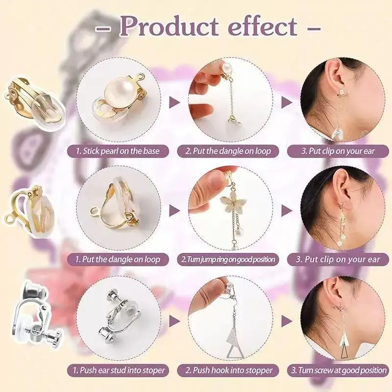 2Pcs Stainless Steel Ear Clips Without Piercing Earrings Parts Findings for Women Ear Clip on Earrings Converter DIY Jewelry