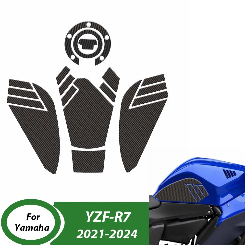 For Yamaha YZF R7 YZF-R7 2021-2024 YZFR7 Tank Traction Side Pad Gas Fuel Knee Grip Decal Motorcycle Sticker Accessories