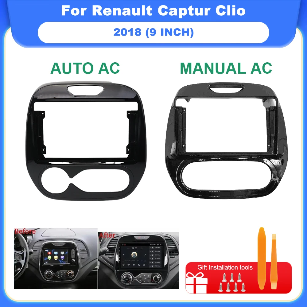 

9-дюймовая 22,86 см автомобильная рамка для Renault Captur Clio 2018, адаптер Canbus Box, декодер Android, комплект панели приборной панели