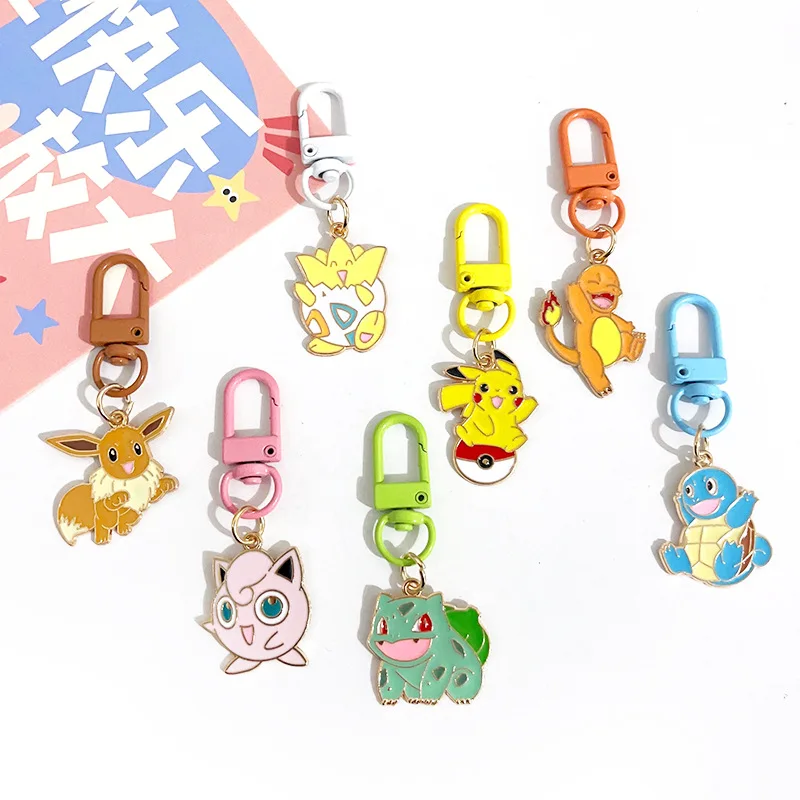 

Pikachu Keychain PPokemons Squirtle Bulbasaur Cute Key Chain Bags Mini Pendant Car Keys Ring Accessorie Jewelry Classic Toy Gift