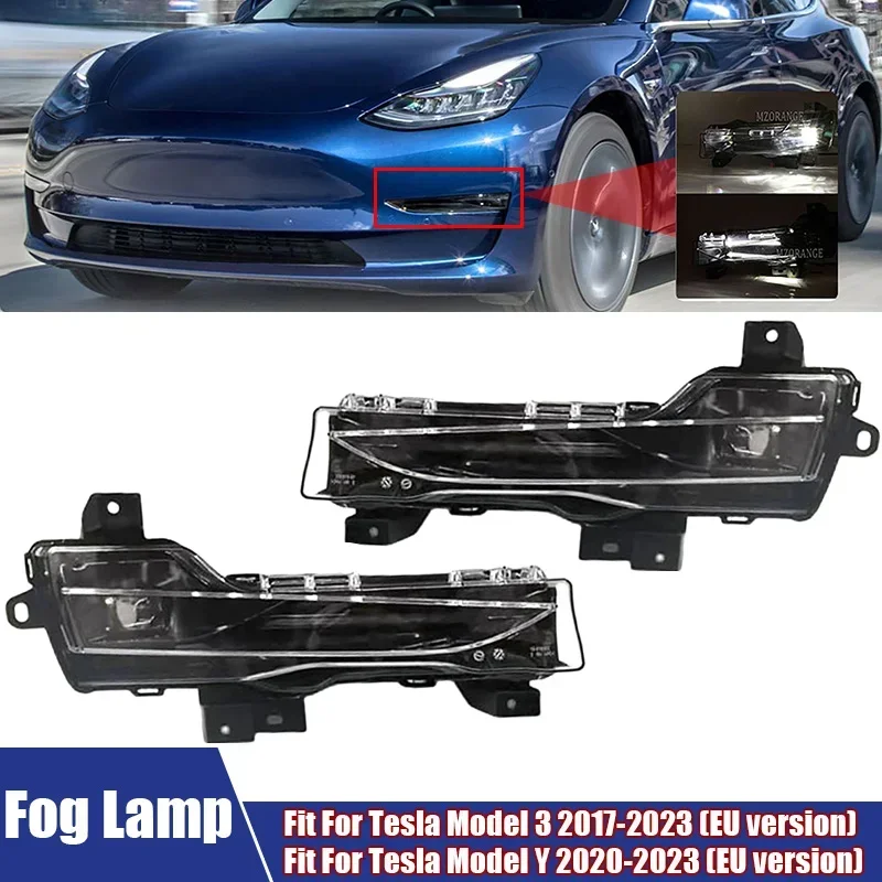 For Tesla Car Front Fog Lights Daytime Running Light Fit For Tesla Model 3 2017-2023 / For Tesla Model Y 2020-2023 (EU version)