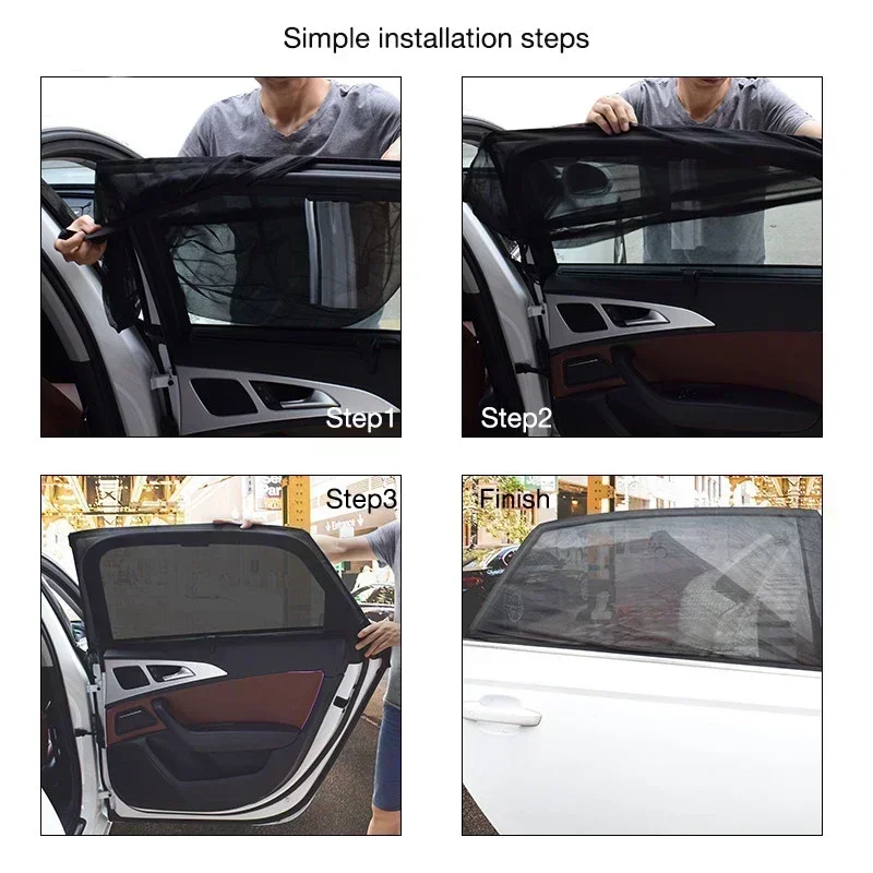 2pcs Car Sunshade Curtains Side Window Shades Car Curtains Protection Repellent Mosquito Mesh Net Sunshade UV Sun Visor
