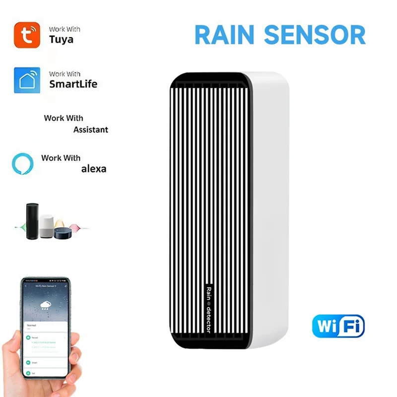 【B89E】Tuya WIFI Smart Rain Sensor 2-In-1 Detection For Home Automation Rainwater Flood Detector