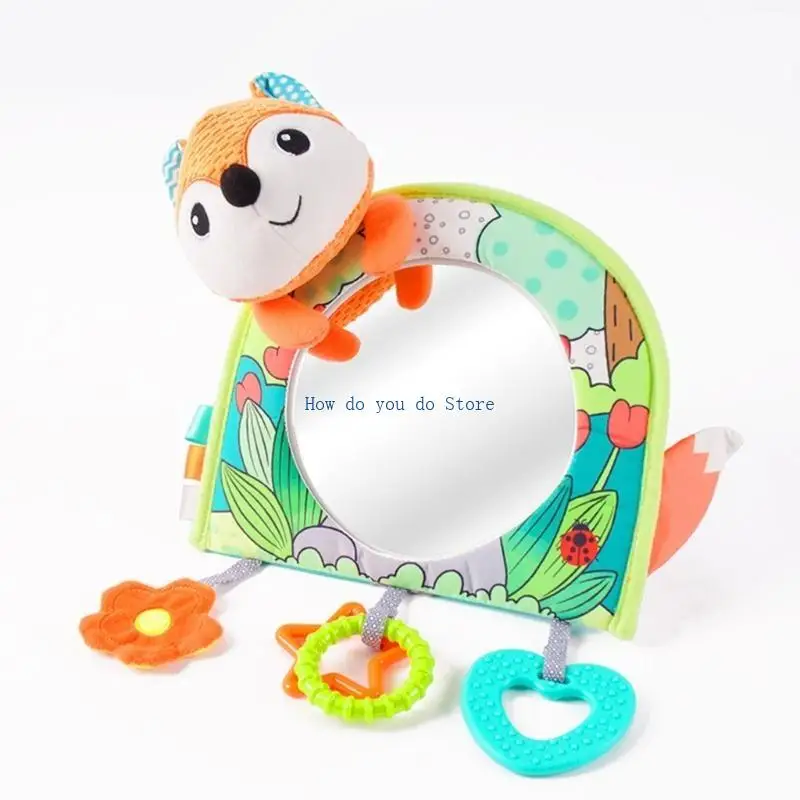 

19QF Activity Rattle Car Headrest Hanging Toy Cartoon Teether Toddler Car Mirror Toy