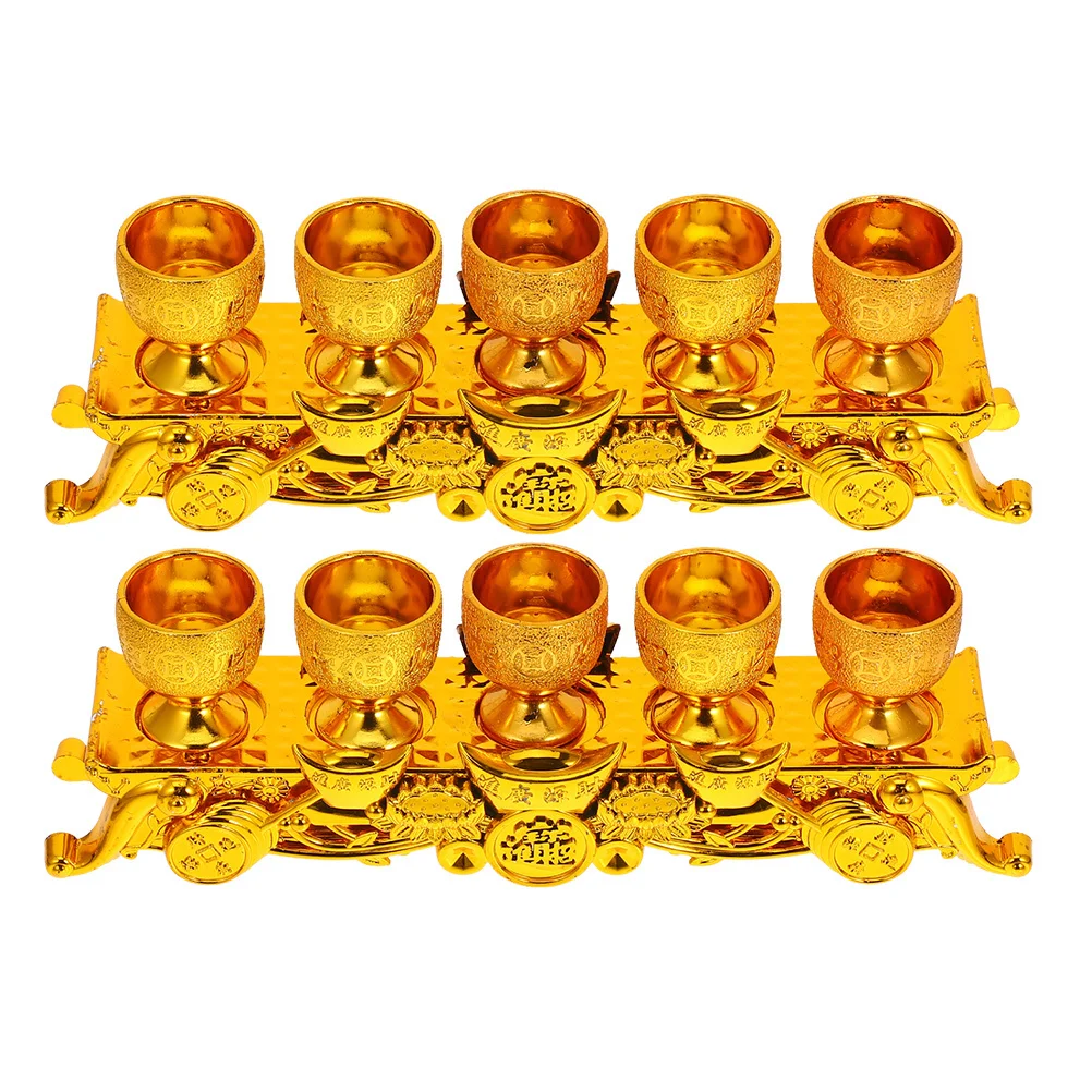 2 مجموعة الذهب الزخرفية Chalices أنيقة البسيطة المذبح كأس النبيذ مجموعة ل معبد المنزل مزارات الطقوس الاحتفالات Chalice #5