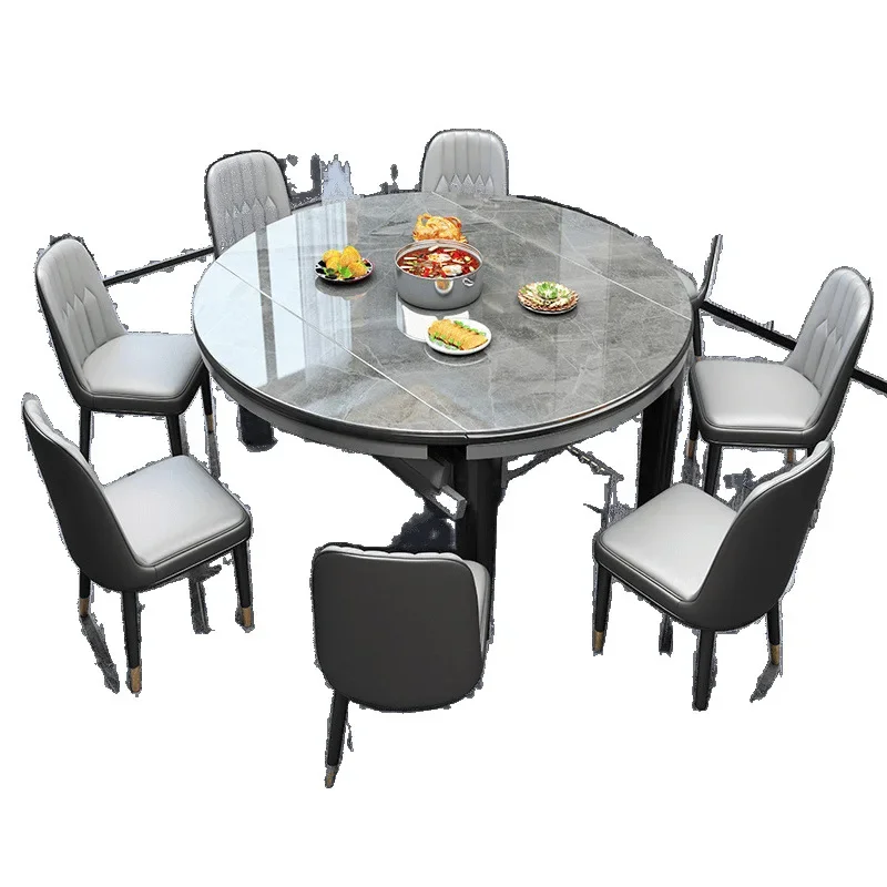 Mesa de jantar e cadeira de laje de rocha combinação moderna simples luz mesa de jantar de luxo mesa de jantar doméstica pequeno apartamento