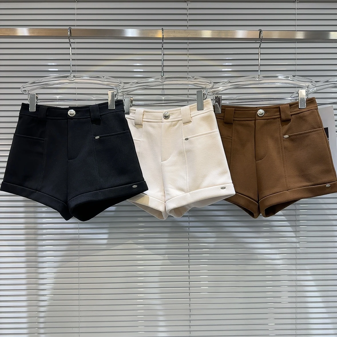 

Pure Color Tweed Boot Pants ket Patchwork Design Winter New Sle Small Fraance Wind Tee-Quarter Length Ladies Tr...