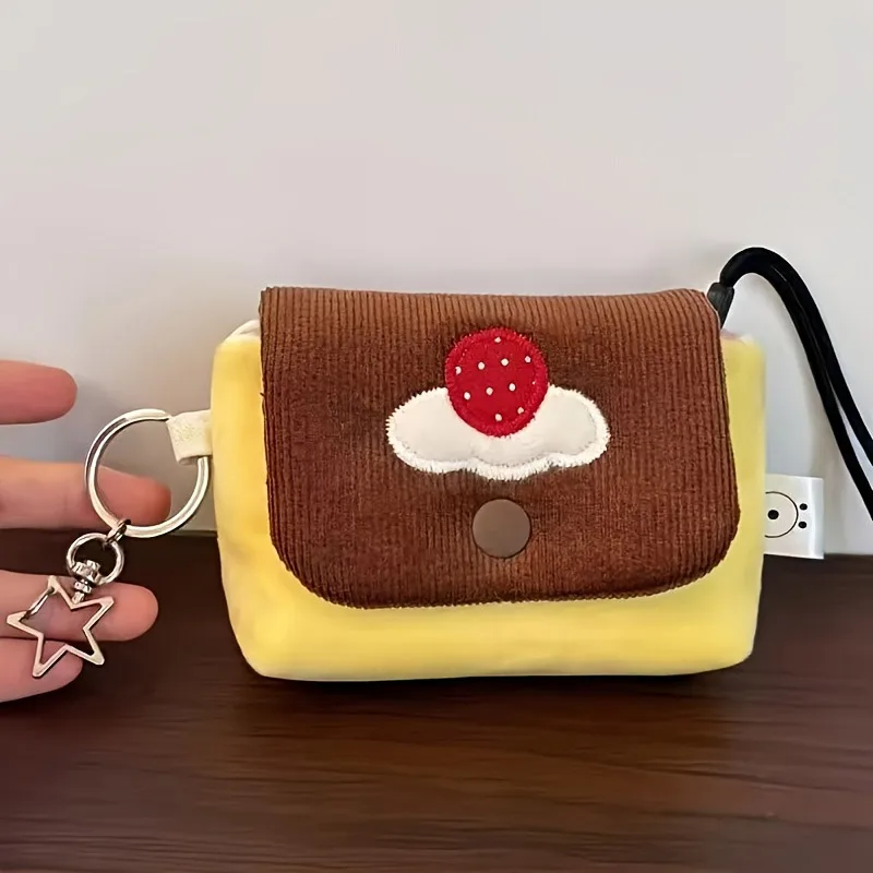 Instagram Style Retro CCD Camera AirPods Bag Cute Plush Pudding Portable Pocket Card Bag High-value Storage Bag Sturdy Durable