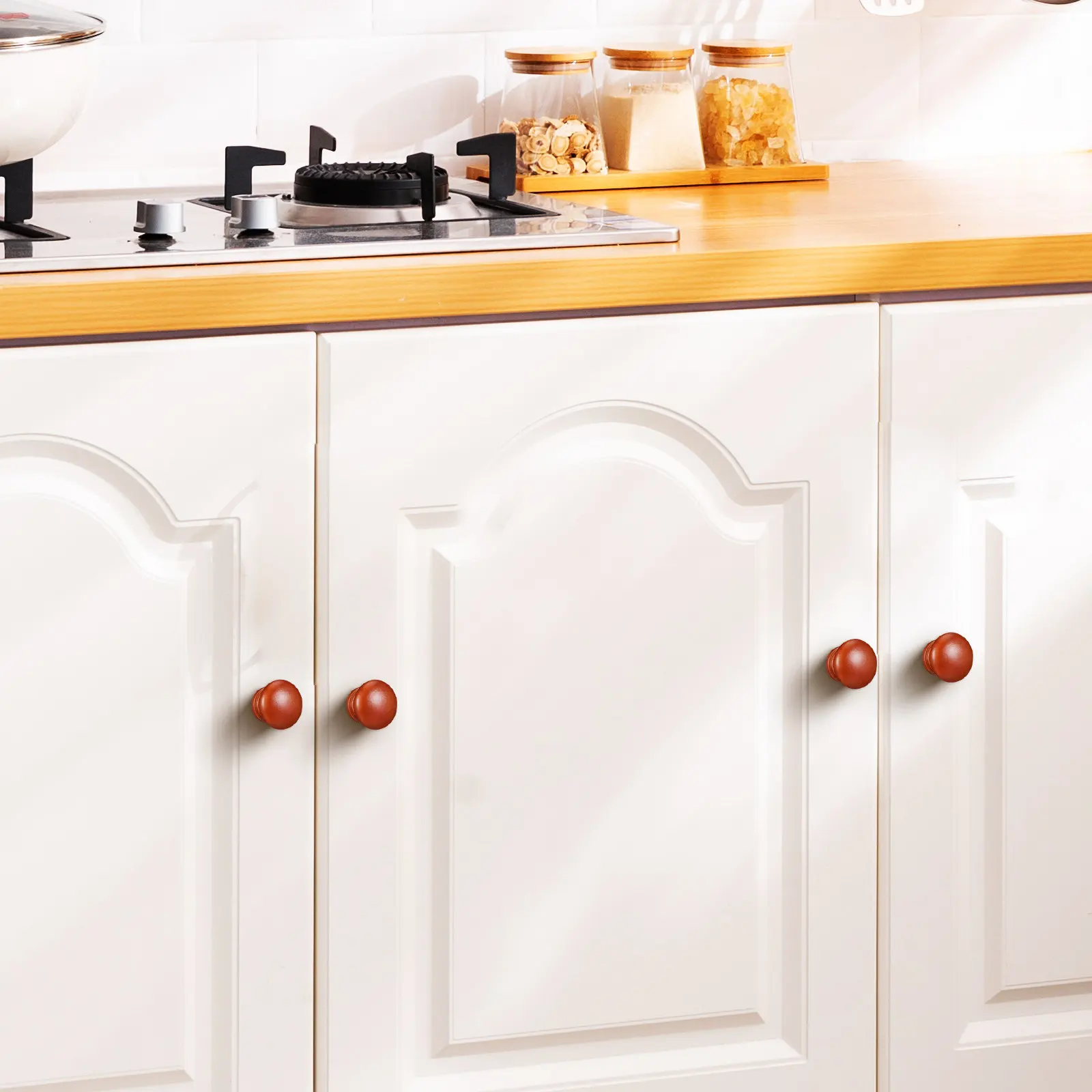 

20Pcs Real Wood Drawer Knobs Sturdy Screw Mount Furniture Knobs for Dressers Cabinets Wardrobes Kitchen Closets Cupboards