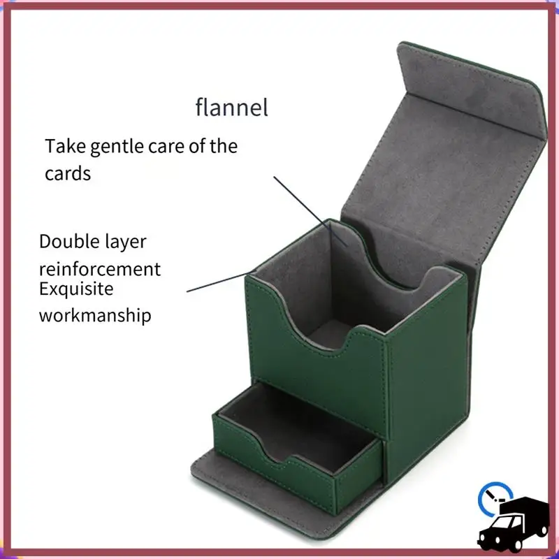 Efficient Card Storage Box With Dice Tray Collectible Card Case For Gathering Game Sleeved Cards Easy Install Easy To Use Black+