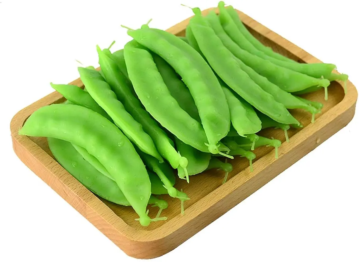 

10Pcs Artificial Lifelike Green Peas Fake Vegetable Snow Peas for Home Kitchen Party Decoration