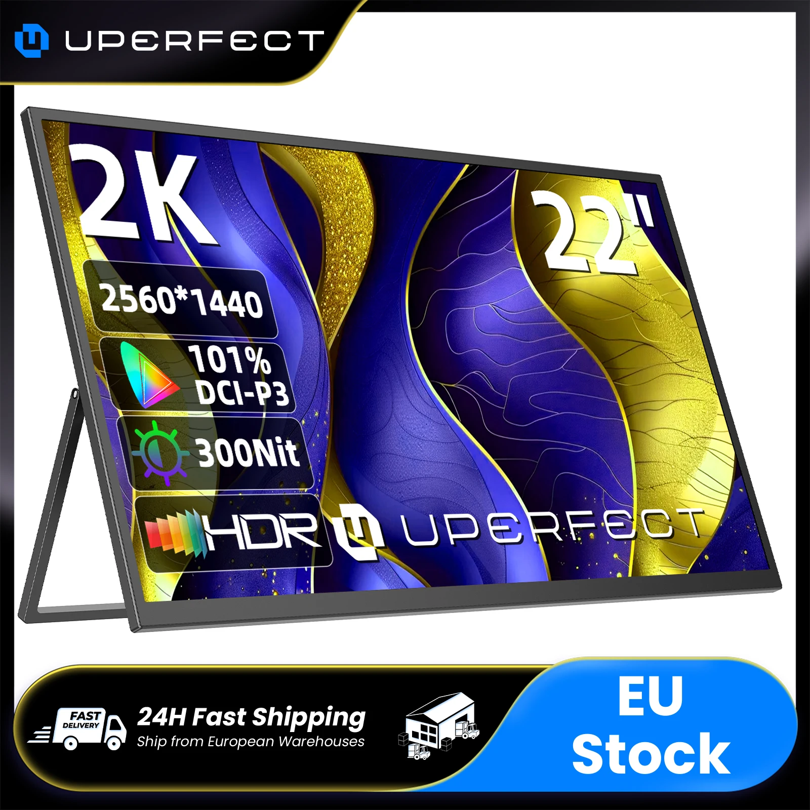 Monitor portátil UPERFECT de 22 pulgadas, 2K QLED, 101% DCI-P3, FreeSync, HDR, 1440P QHD; segunda pantalla de viaje para portátil, Mini PC
