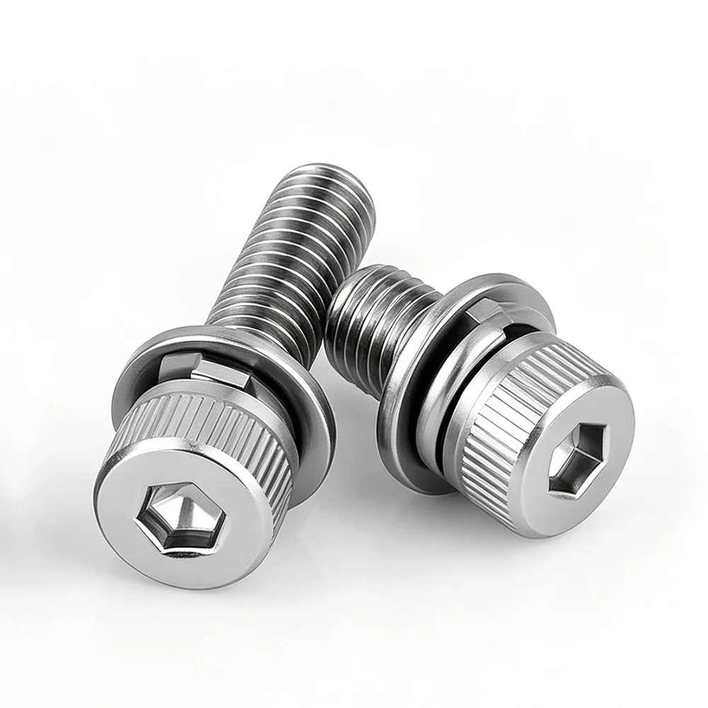 304 Stainless Steel Hexagon Socket Cap Head Screw M2 M2.5 M3 M4 M5 M6 M8 Screw with Washer Spring Gasket Cup Head Bolt Set
