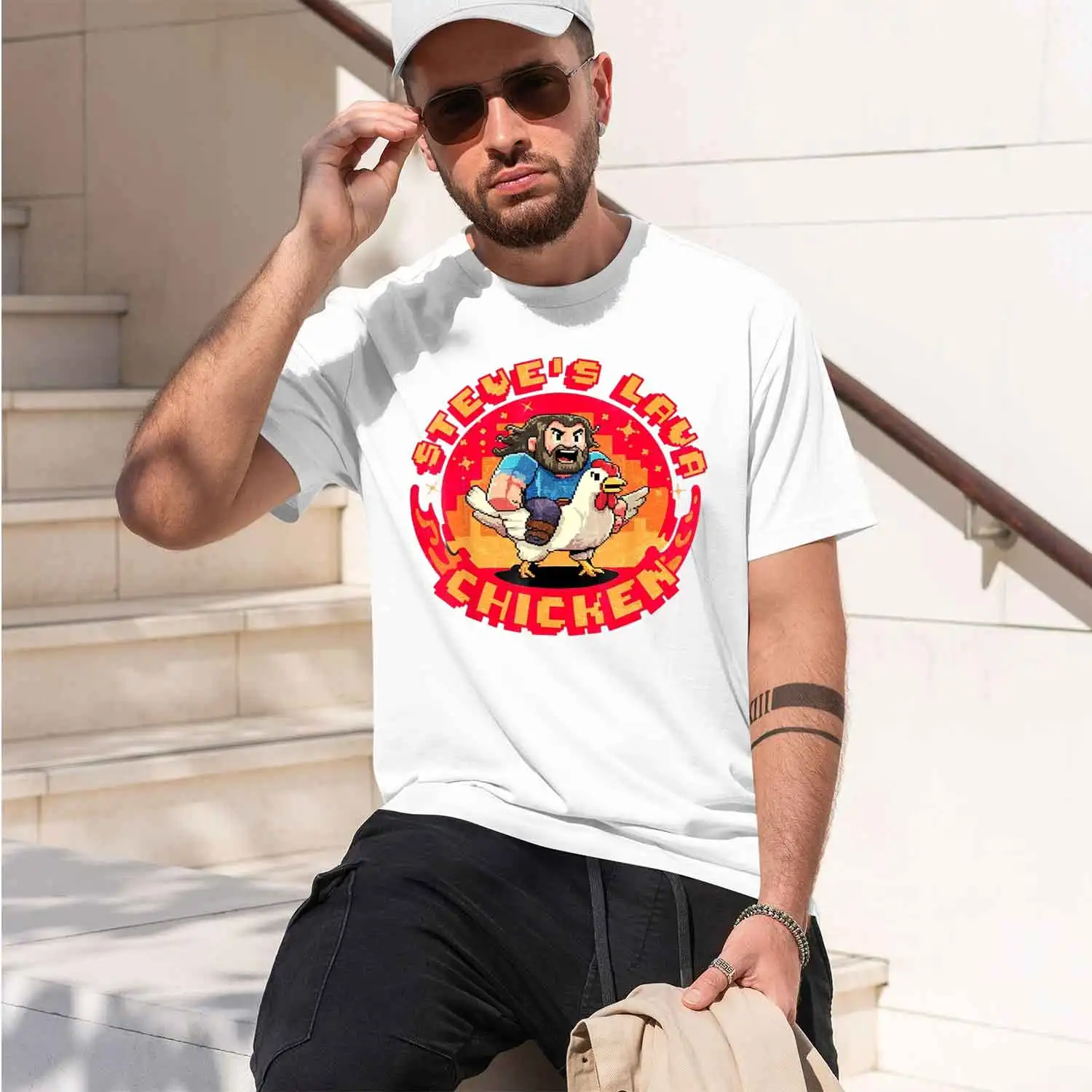 Steves Lava ken the with SteveSteve and His kenSteves Fiery Adventure Womens clothing men's crew neck t-shirt 2026 New Model Men
