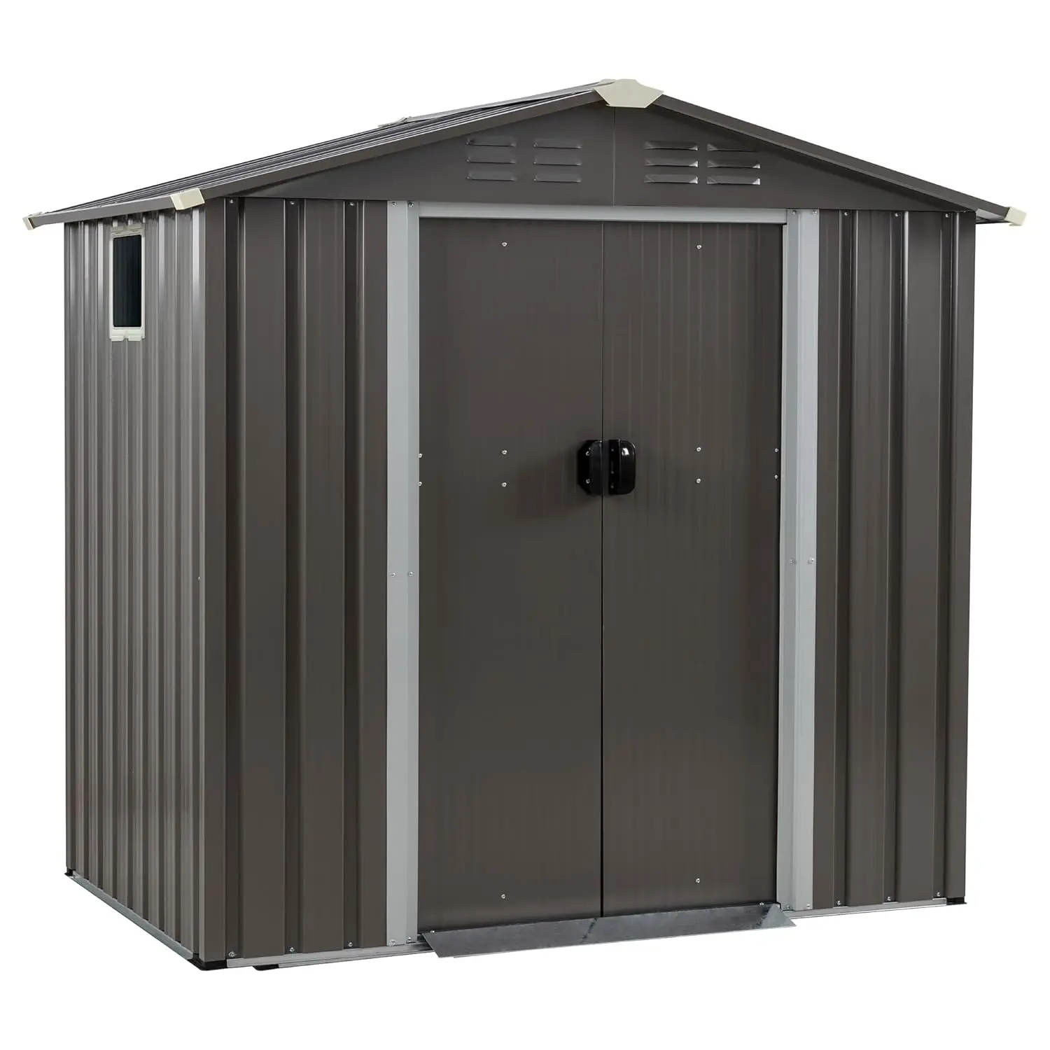 

Металлический уличный сарай 6x4 фута с двойной дверью, запираемый, устойчивый к непогоде, для инструментов, патио, газона, на заказ