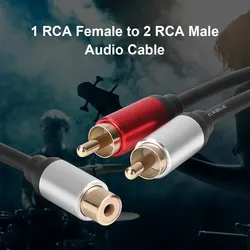 1 RCA Female to 2 Male Plug Aux Audio Adapter Cable Plug Adapter Auxiliary Y-Cable Splitter for Subwoofer Audio Amplifier