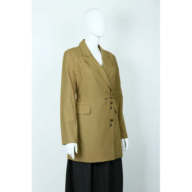 KWTX Giacca da donna con bottoni asimmetrici in tinta unita con risvolto in vita su misura Slim Fit Elegante minimalista Premium Designer SS25