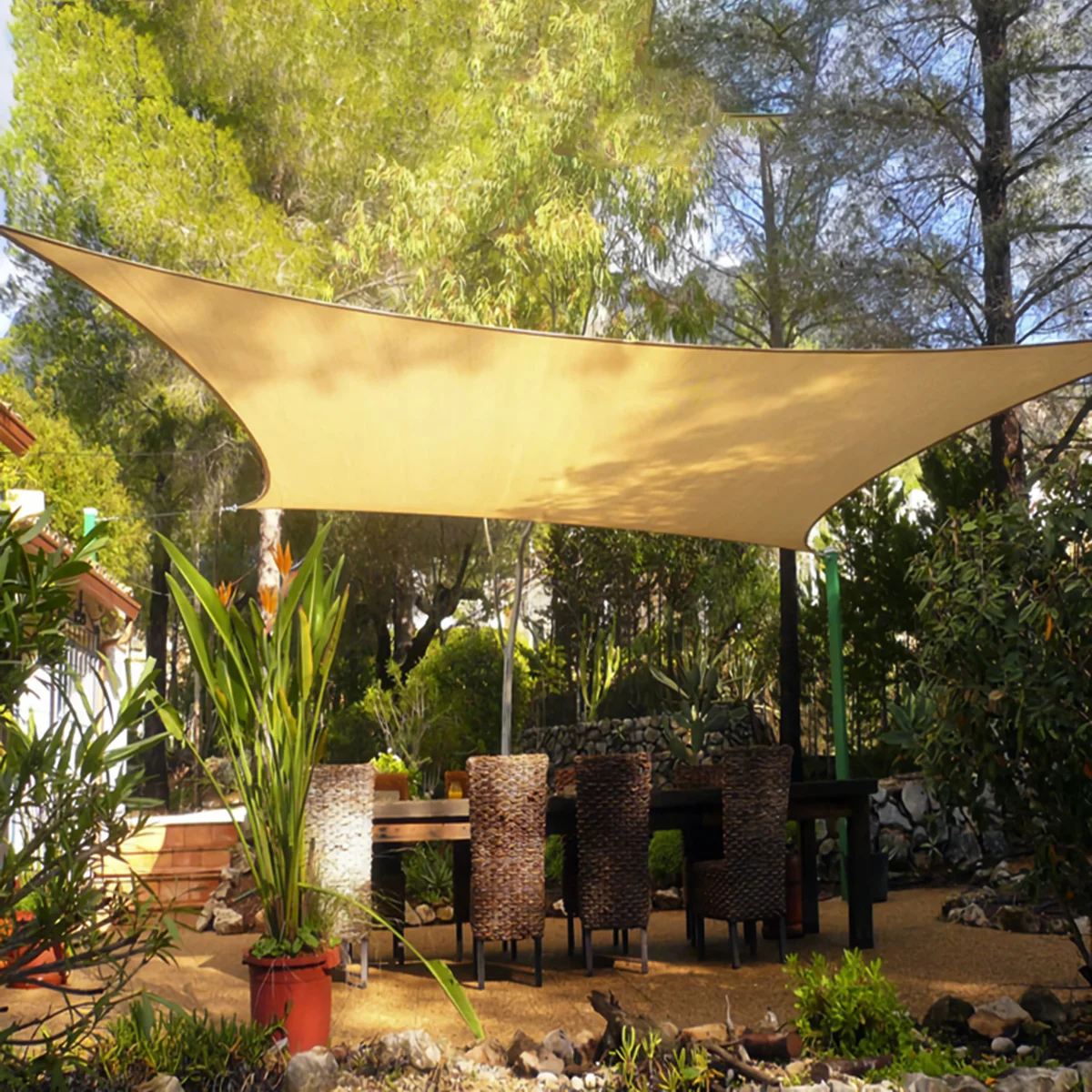 

Тент-парасолька из полиэстера, бежевый, 2,5x3 м, для улицы, патио, сада, бассейна, треугольный навес